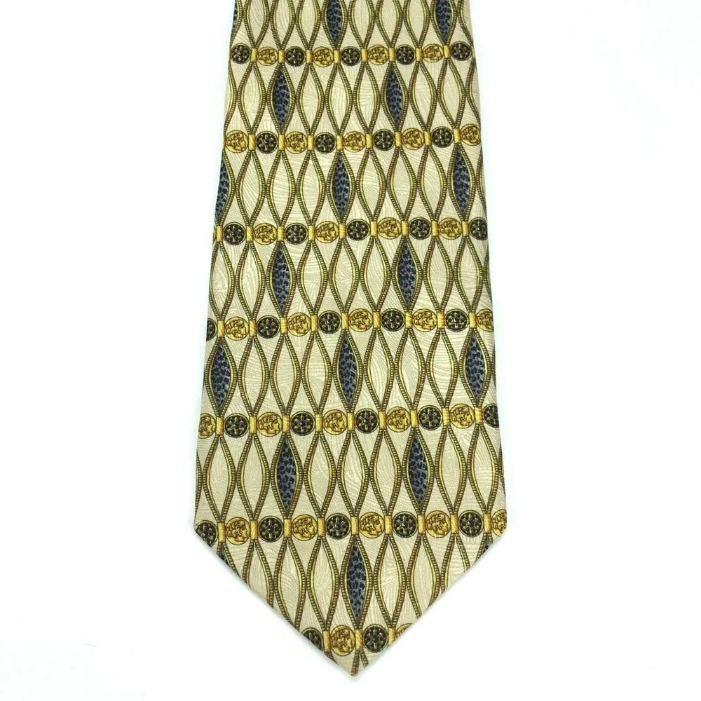 AQUASCUTUM Of London Men's Silk Necktie Coins Victorian British Animal Print Tie